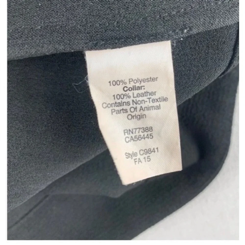 Madewell Leather Trim Crepe Inverted Pleat‎ Shift Dress Womens M Black